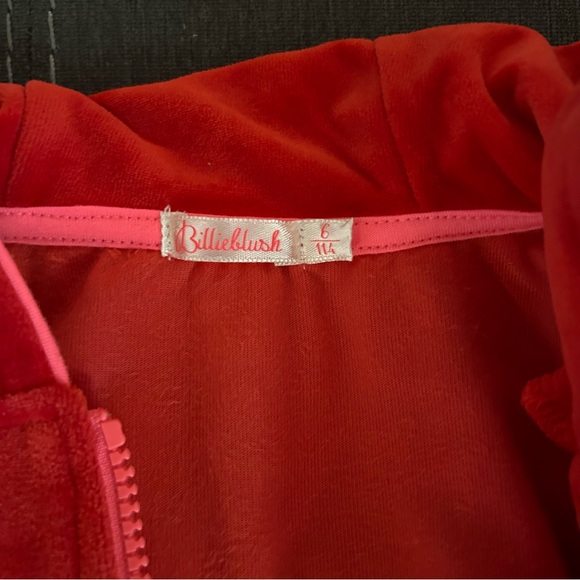 5/$50+FS Billieblush Girls Red Velour Zip-Up Hoodie Size 5 - Picture 3 of 3